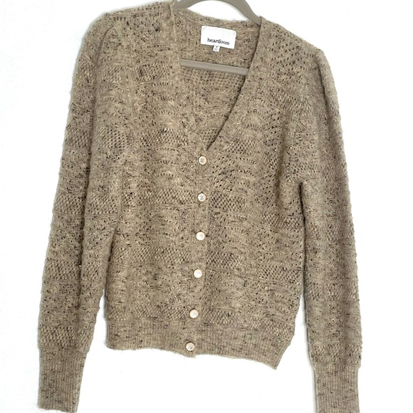 Heartloom Sweaters - Heartloom Tan Textured Knit Cardigan Grandpa Sweater Neutral
